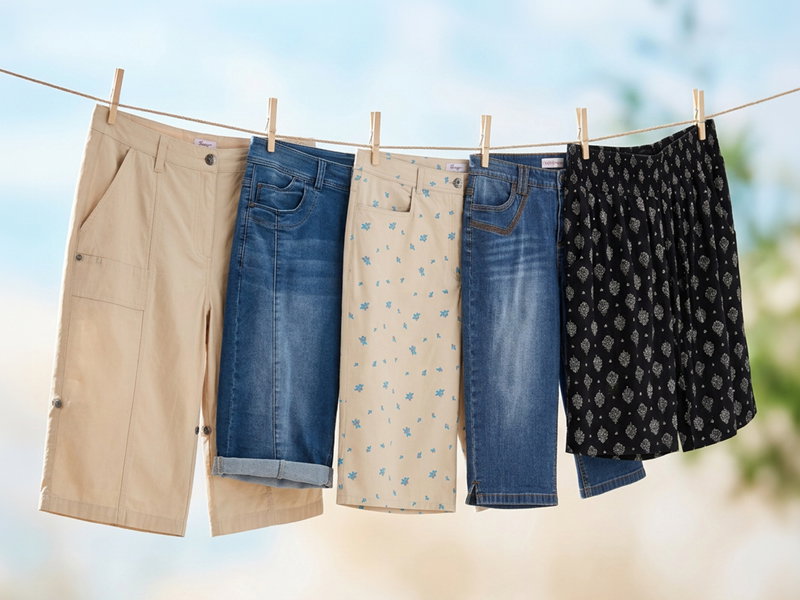 Werbebanner mit kurzen Hosen auf einer Wäscheleine