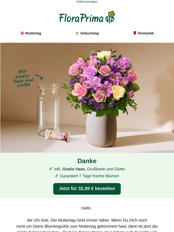 Letzte Chance für Deinen liebevollen Muttertags-Blumengruß 💐