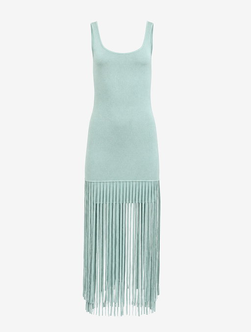 Roxanne Scoop Neck Mini Dress With Fringe