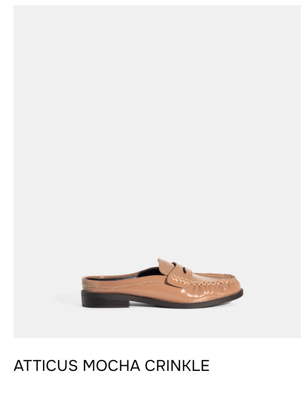 Atticus Loafer Mule Mocha Crinkled Patent