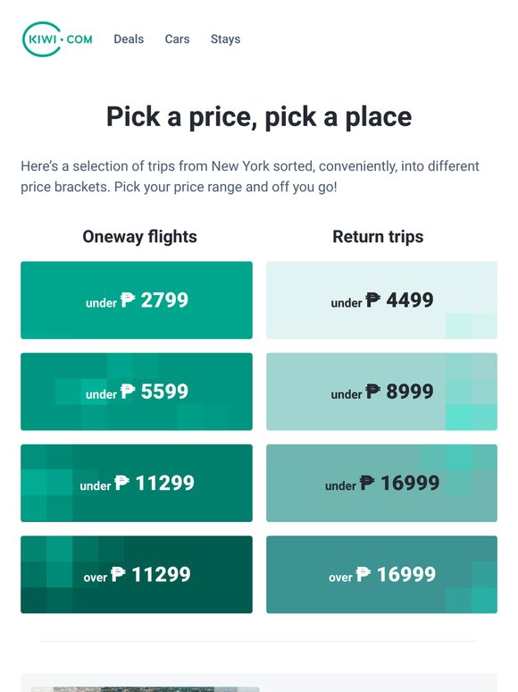 Flights from New York start at less than ₱ 2799!