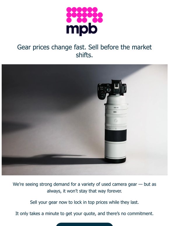 ⏳ Selling your camera soon? Get paid before prices drop