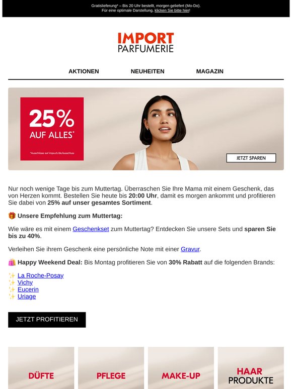 25% auf ALLES: Jetzt Muttertagsgeschenk sichern 💕