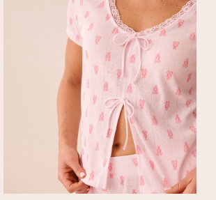POINTELLE FLORAL SHIRT