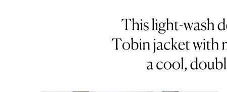 This light-wash denim set pairs the Tobin jacket with matching shorts for a cool, double-denim look.