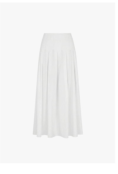JULIE PLEATED COTTON MIDI SKIRT