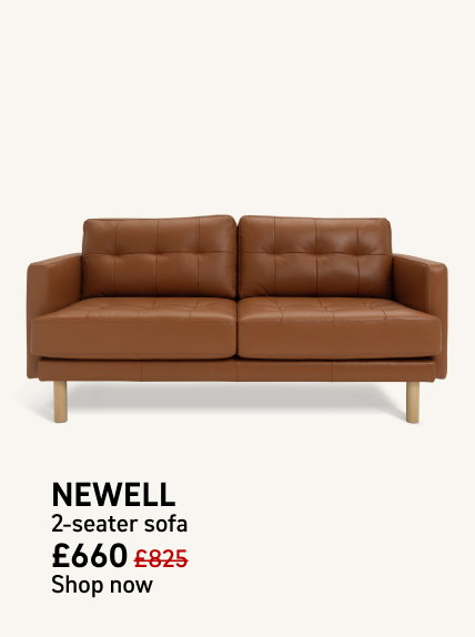 Habitat Newell Leather 2 Seater Sofa - Tan