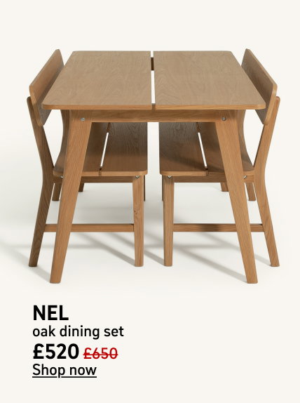 Habitat Nel Oak Dining Table & 2 Oak Benches