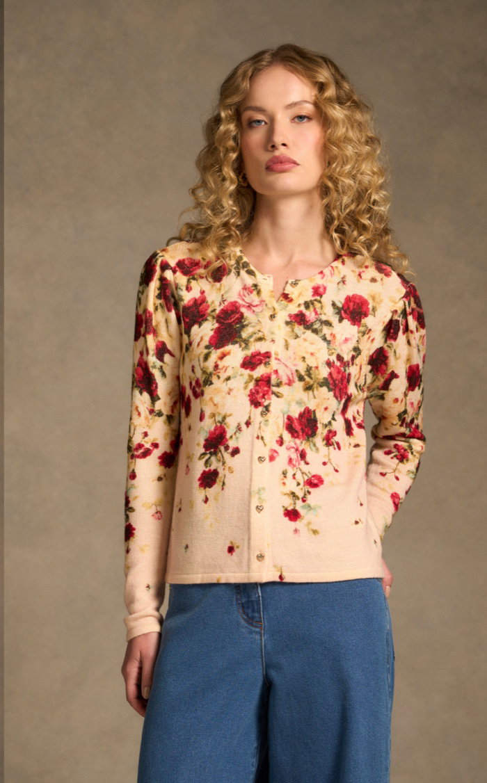 Shop The Printed Wool Cardigan - Sweet Blossoms Print