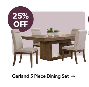 25 percent off. Click to shop the Garland 5 Piece Dining Set