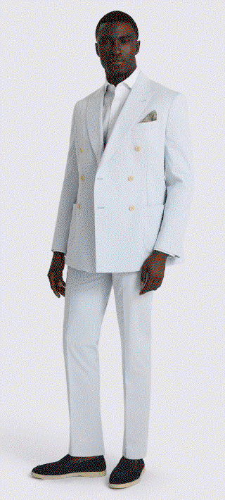 Tailored Fit Pale Blue Cotton Suit