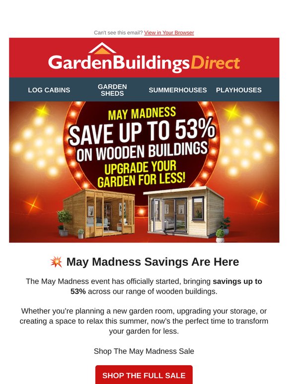 Save Up to 53% on Wooden Buildings