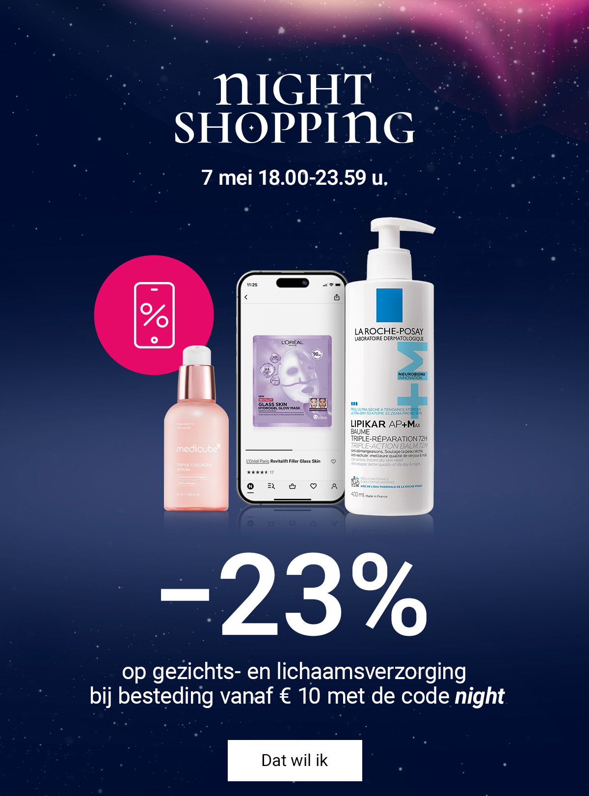 Night Shopping: 23% korting op gezichts- en lichaamsverzorging