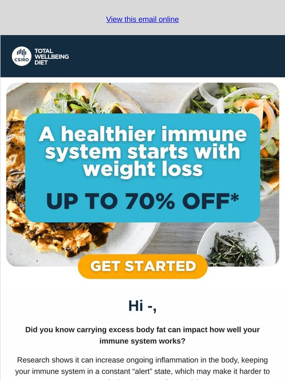 Up to 70% off* | Healthier immunity starts with weight loss 🔋