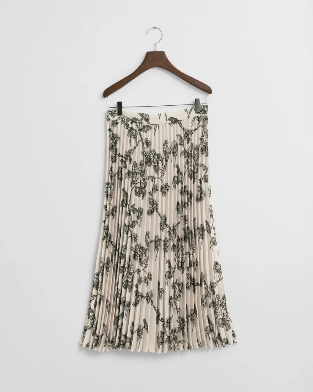 Pleated Tree Printed Midi Skirt