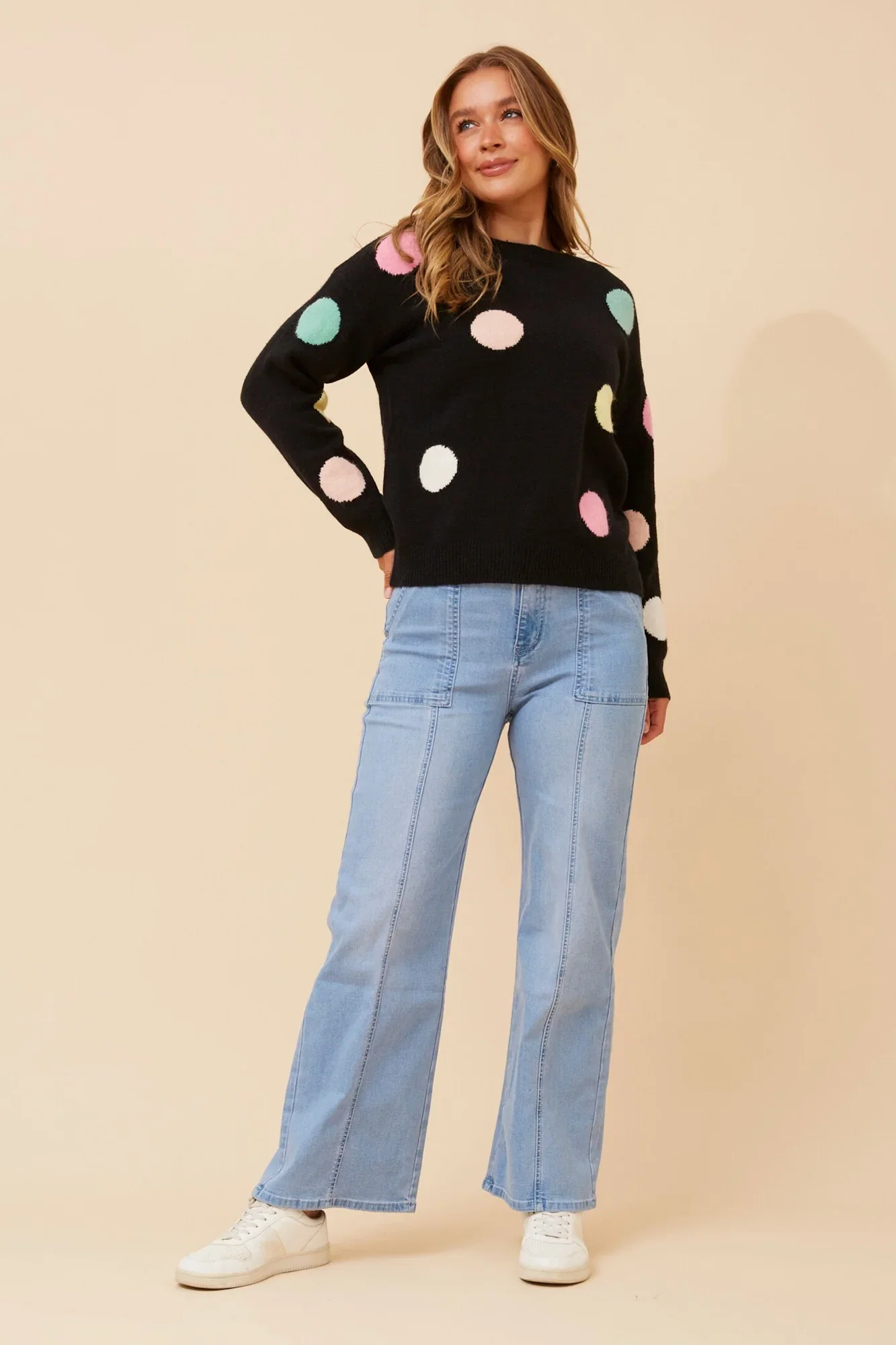 Image of ASTER POLKA DOT PRINT KNIT PULLOVER