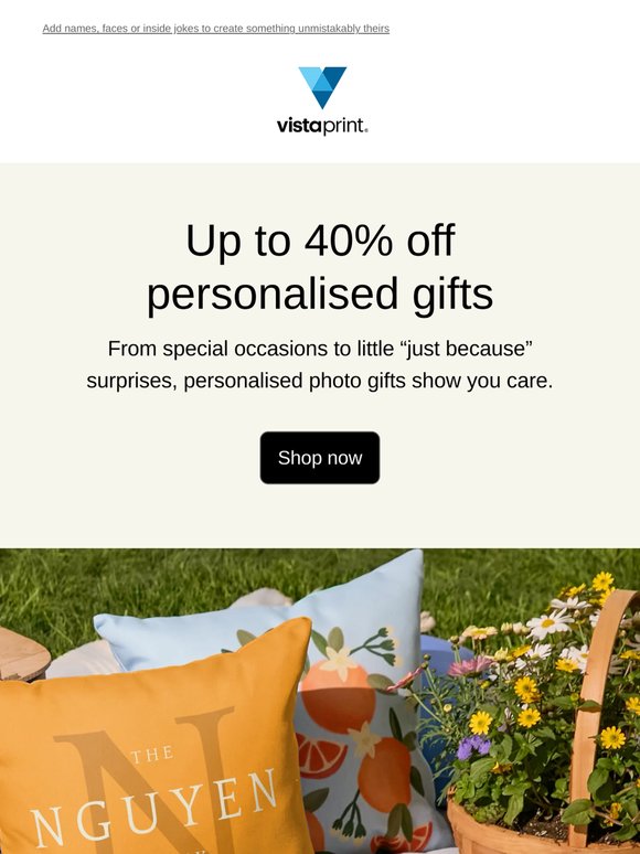 Up to 40% off personalised photo gifts that feel like them 💛