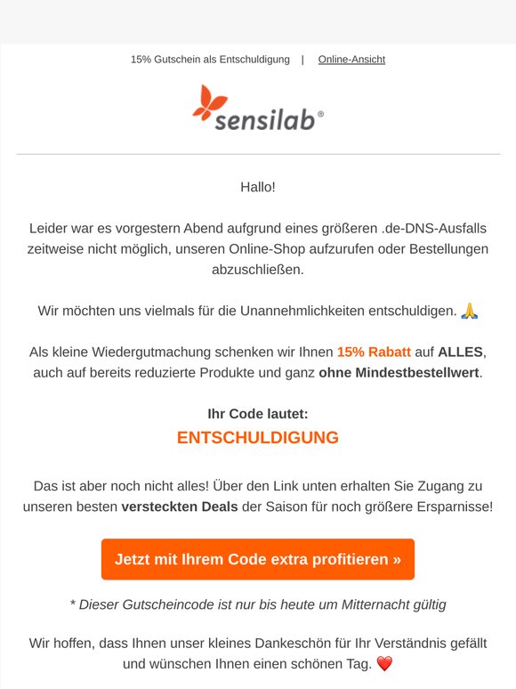 Es tut uns leid ❤️