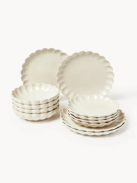 Servizio di piatti a forma di fiore Sabina, 4 persone, set da 12