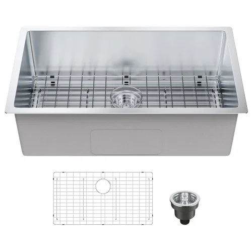 Kitchen Sink, 304 Stainless Steel Drop-In Sinks, Undermount Single Bowl Basin with Accessories(Pack of 3), Household Dishwasher Sinks for Workstation, RV, Prep Kitchen, and Bar Sink, 30 inch