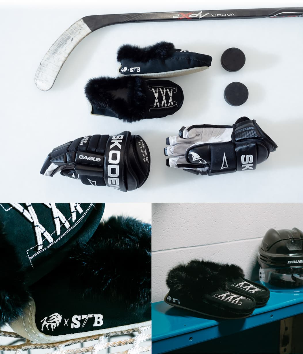 Embroidered logos, beaded lace design and a rubber crepe sole 