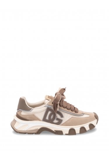 Mixed Material Sneakers Beige