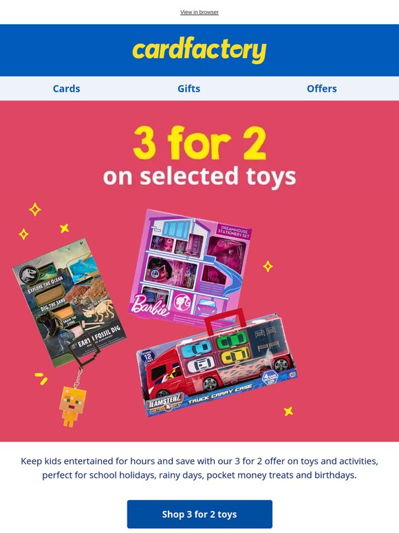 3 for 2 on selected toys! 🌟