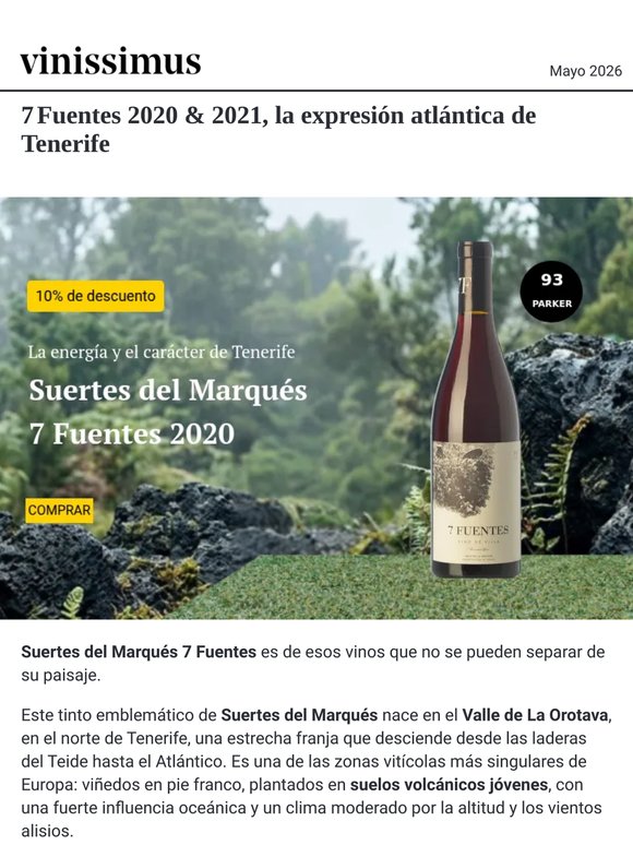 ¿A qué sabe un tinto volcánico con 93 puntos Parker? Hoy con 10% de descuento