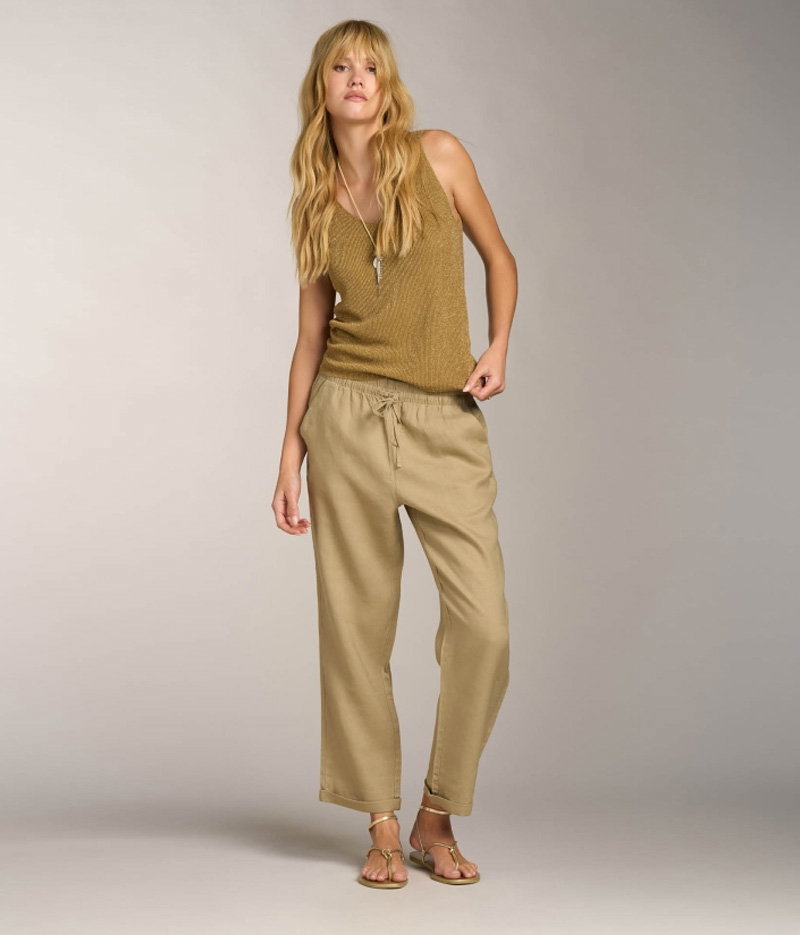Leggings straight con coulisse in Lino