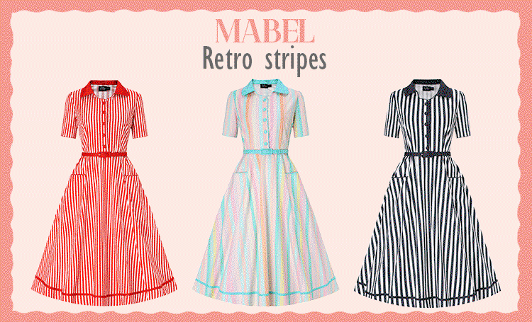 Mollie Retro striped Shirt Dresses