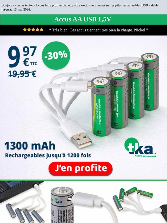 Passez aux accus USB-C : économiques et toujours prêts