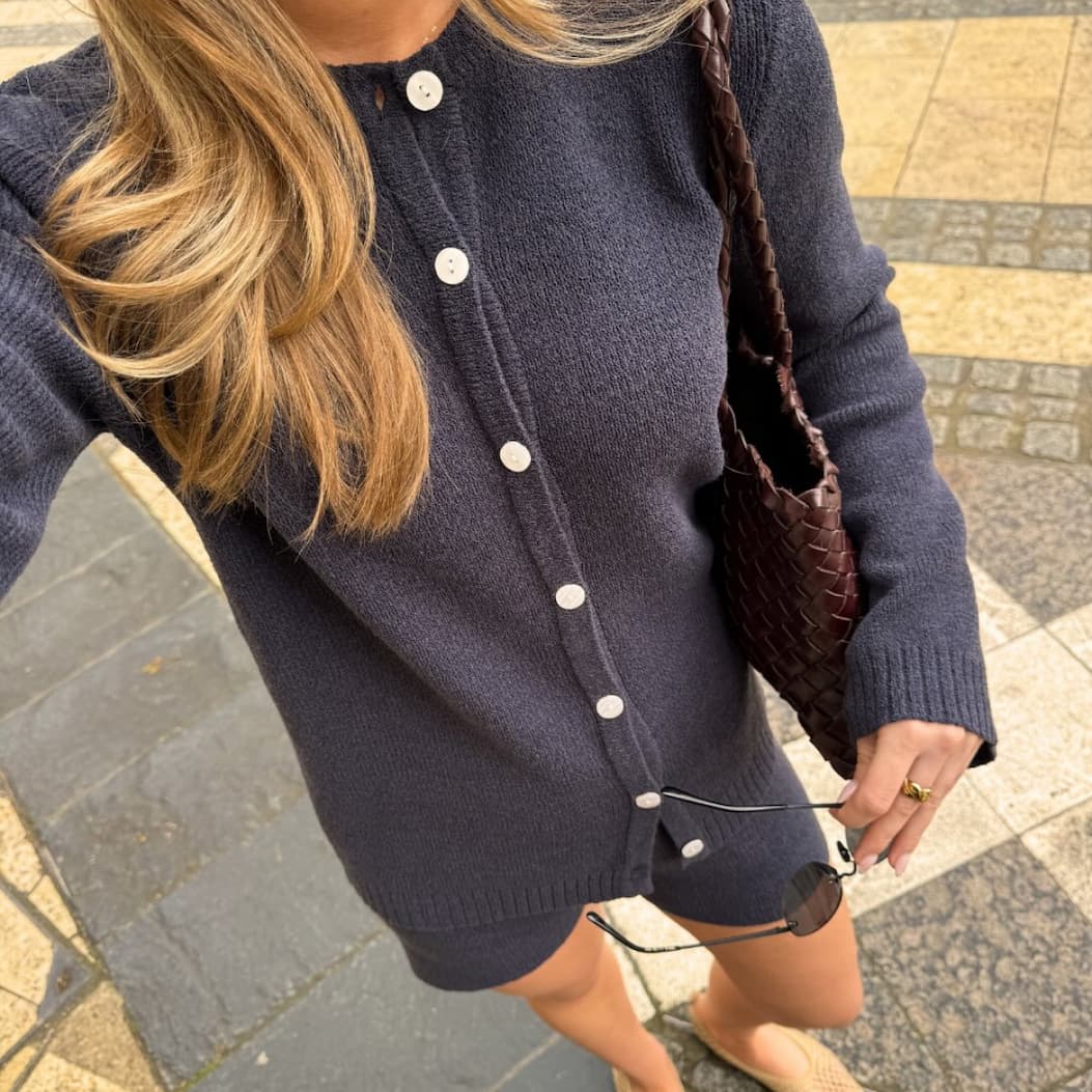 Gracie Fine Tape Knit Cardigan and Shorts