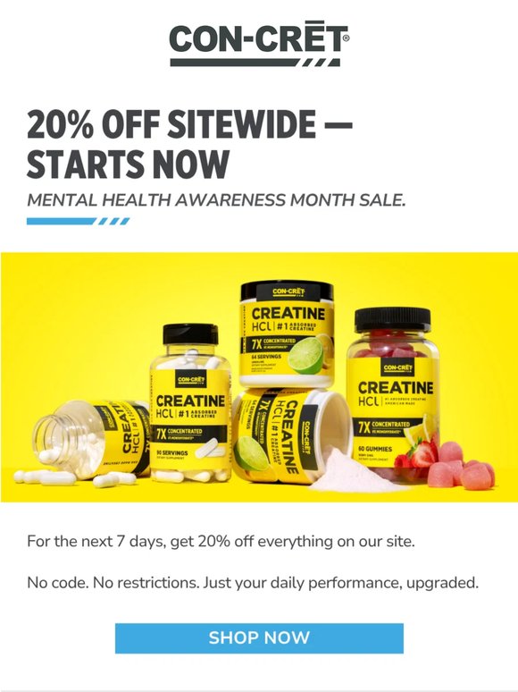 ⚡ 20% Off Everything Starts Now