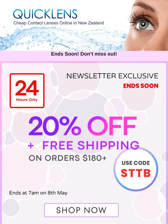 FEW HOURS LEFT! 20% OFF + FREE SHIPPING! 🔥