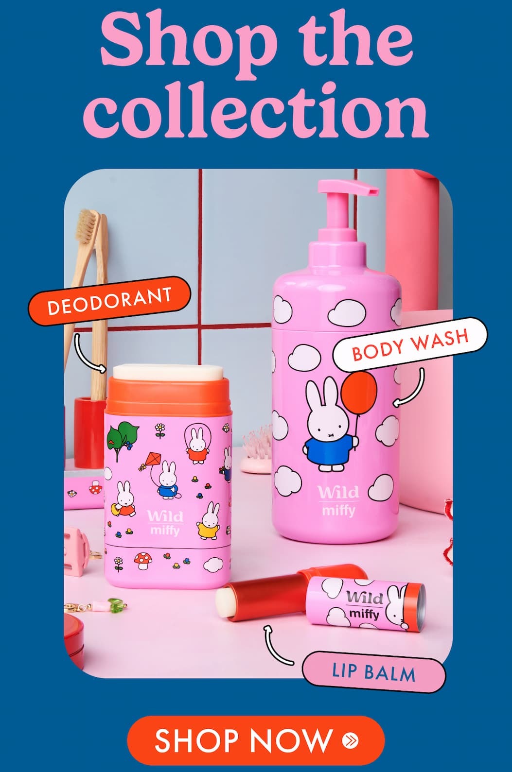 Shop the Miffy Collection in Deodorant, Roll On, Bodywash and Lipbalm case designs