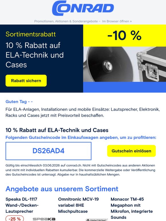 10 % auf Beschallungstechnik und Zubehör