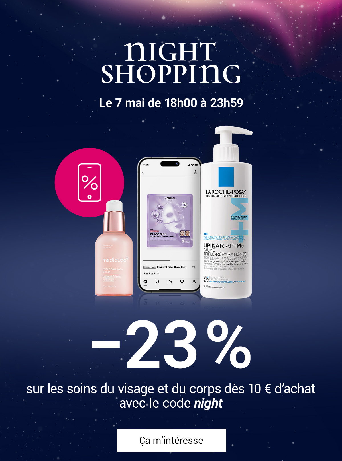 Night Shopping : -23 % sur les soins du visage et du corps