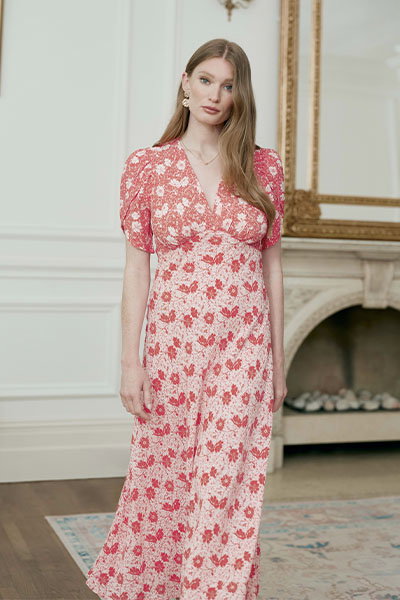 Faye Floral Crepe Midi Dress