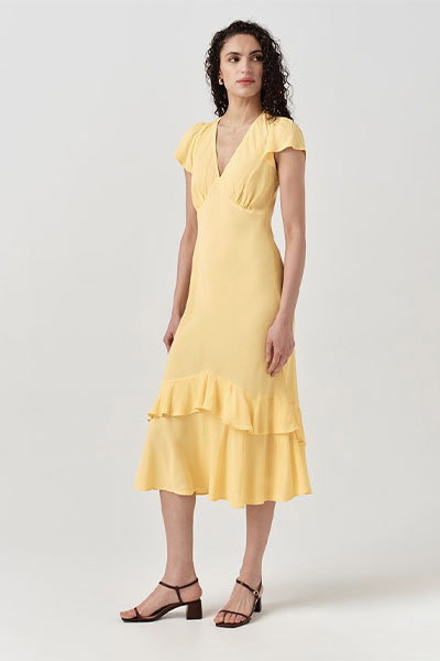 Corinne Frill Crepe Dress