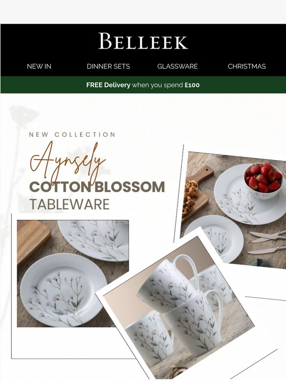 🌸 Dress your table in blossom — the Aynsley Cotton Blossom Tableware Collection