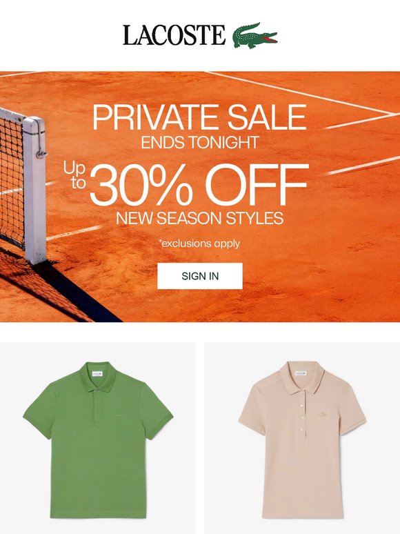 Private Sale Ends Tonight.