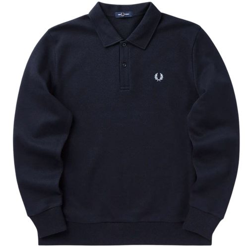 Fred Perry Pique Collared Sweatshirt - Navy