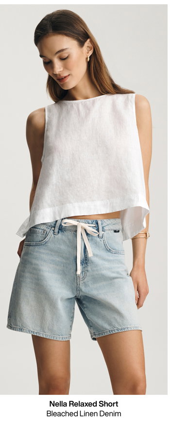Nella Relaxed Short Bleached Linen Denim