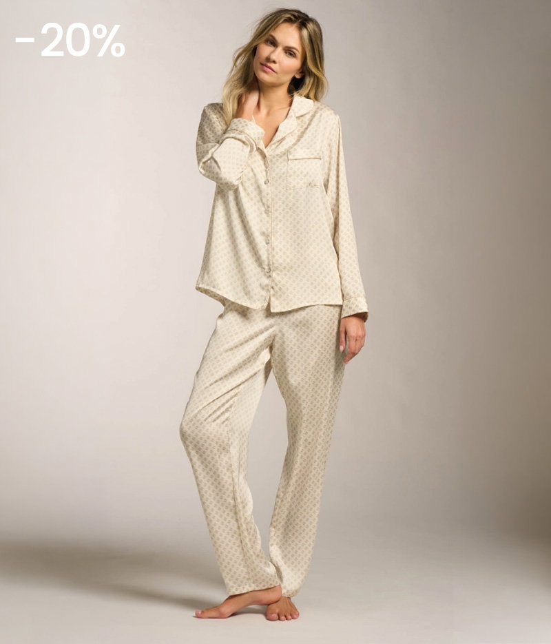 Pigiama Lungo abbottonato Satin Geo