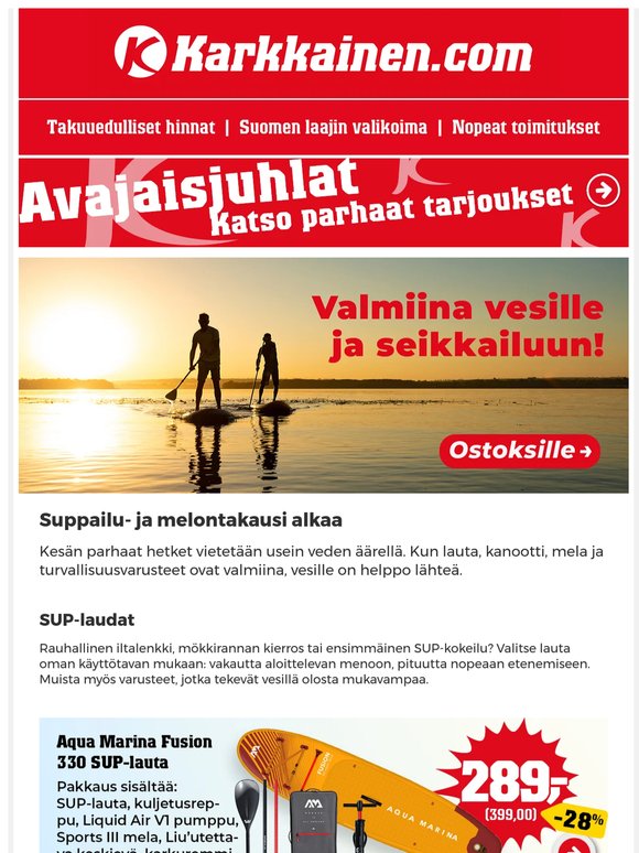 Valmiina vesille? Suppailu- ja melontakausi alkaa