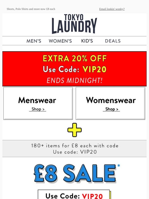 £8 Sale Now On – Ends Midnight!