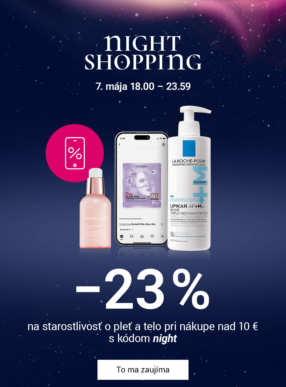 Night Shopping: -23 % na starostlivosť o pleť a telo