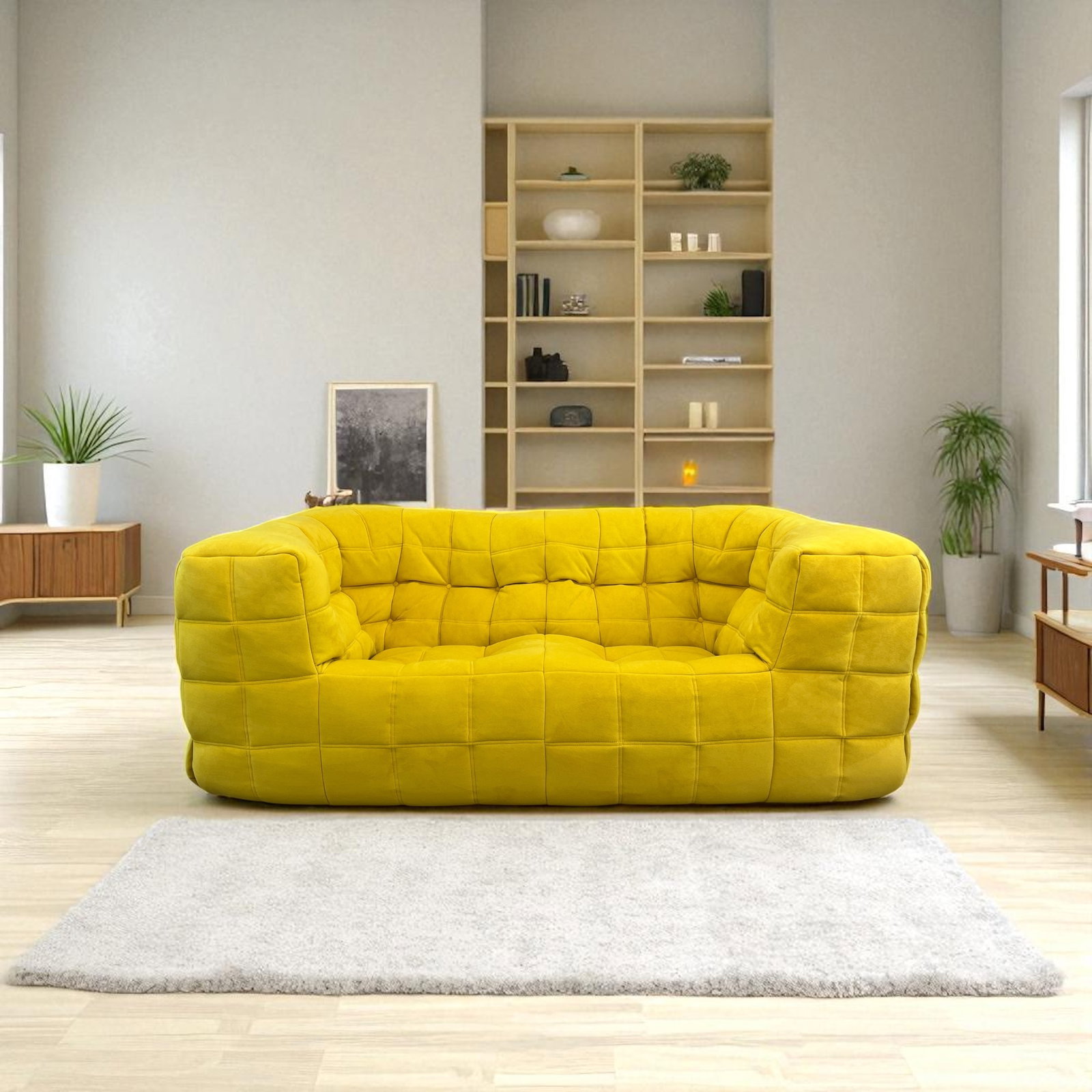 Yellow Ligne Roset Kashima Two Seater Sofa With Arms