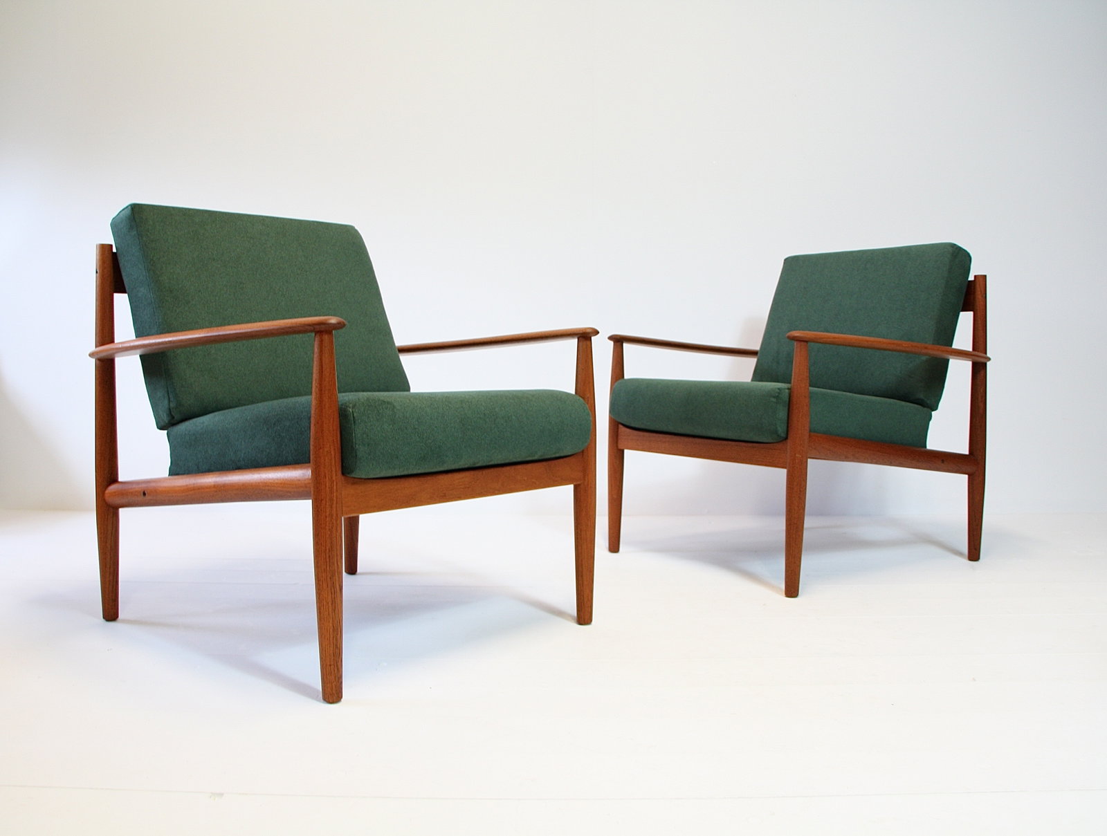 Danish Mid Century Teak Armchairs By Grete Jalk For France And Son   Model 128 Denmark 1954