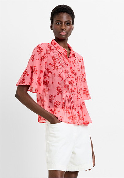Raquel Floral Pintuck Shirt
